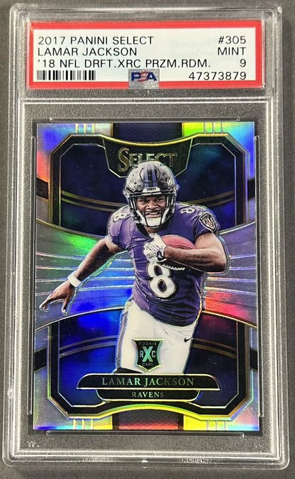 2017 Panini Select Lamar Jackson Silver Prizm XRC Rookie PSA 9 ‘18 Draft Ravens