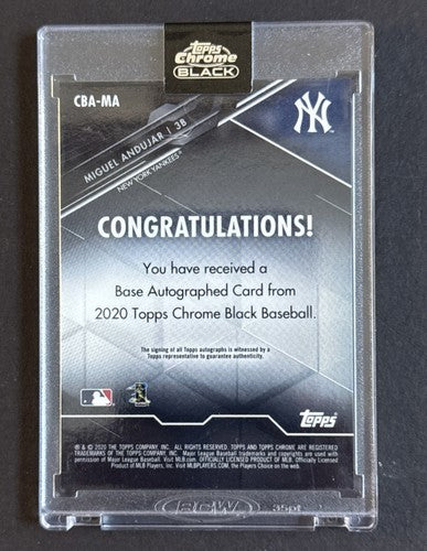 2020 Topps Chrome Black Miguel Andujar #CBA-MA Signed On Card /50 Mint Auto Reds