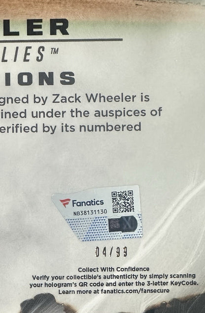 Zack Wheeler Signed Under Wraps Emanate 8x10 /99 Green Phillies Auto MLB COA