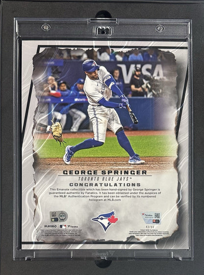 George Springer Signed Under Wraps Emanate 8x10 /99 Green Blue Jays Auto MLB COA