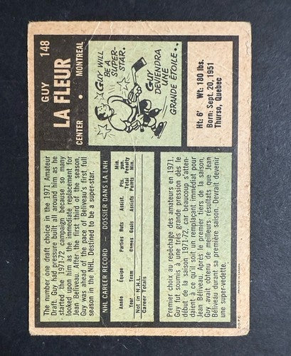 1971-72 OPC O PEE CHEE GUY LAFLEUR #148 ROOKIE RC HOCKEY Card Good HOF Canadiens