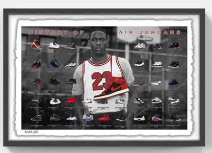 Michael Jordan History of Air Jordans 22x32 3D Framed Photo Sneaker Bulls HOF