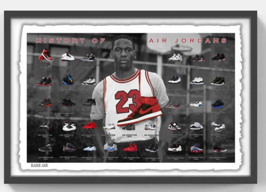 Michael Jordan History of Air Jordans 22x32 3D Framed Photo Sneaker Bulls HOF
