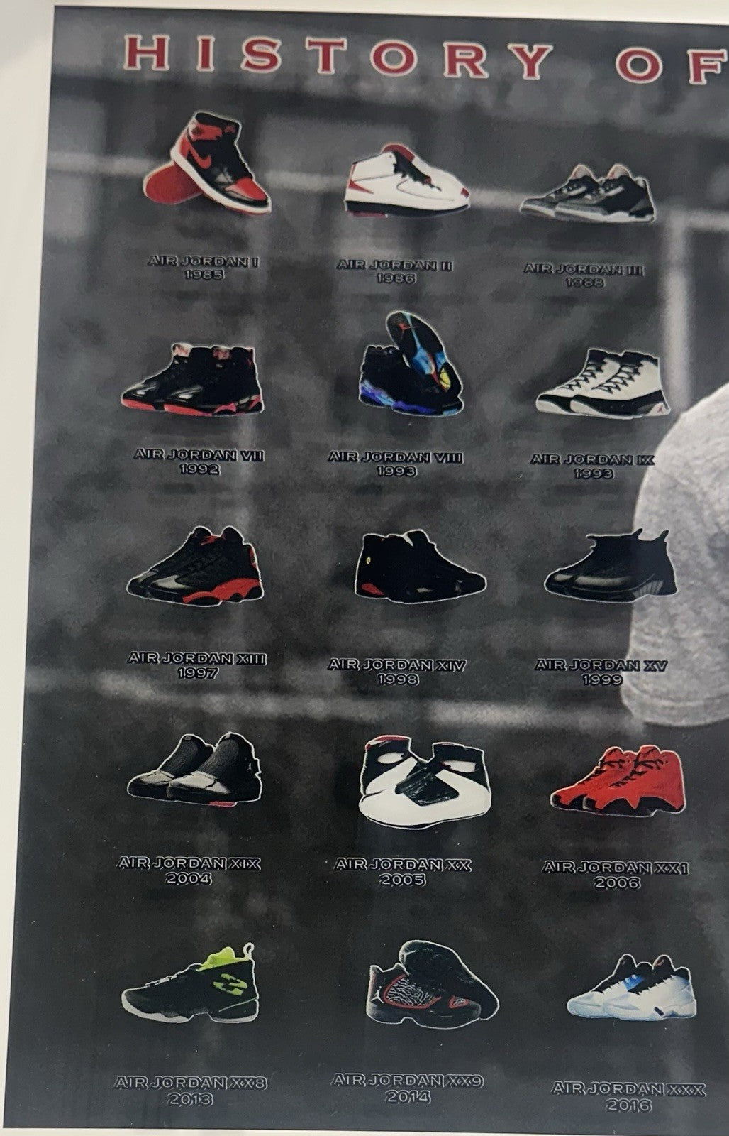 Michael Jordan History of Air Jordans 22x32 3D Framed Photo Sneaker Bulls HOF