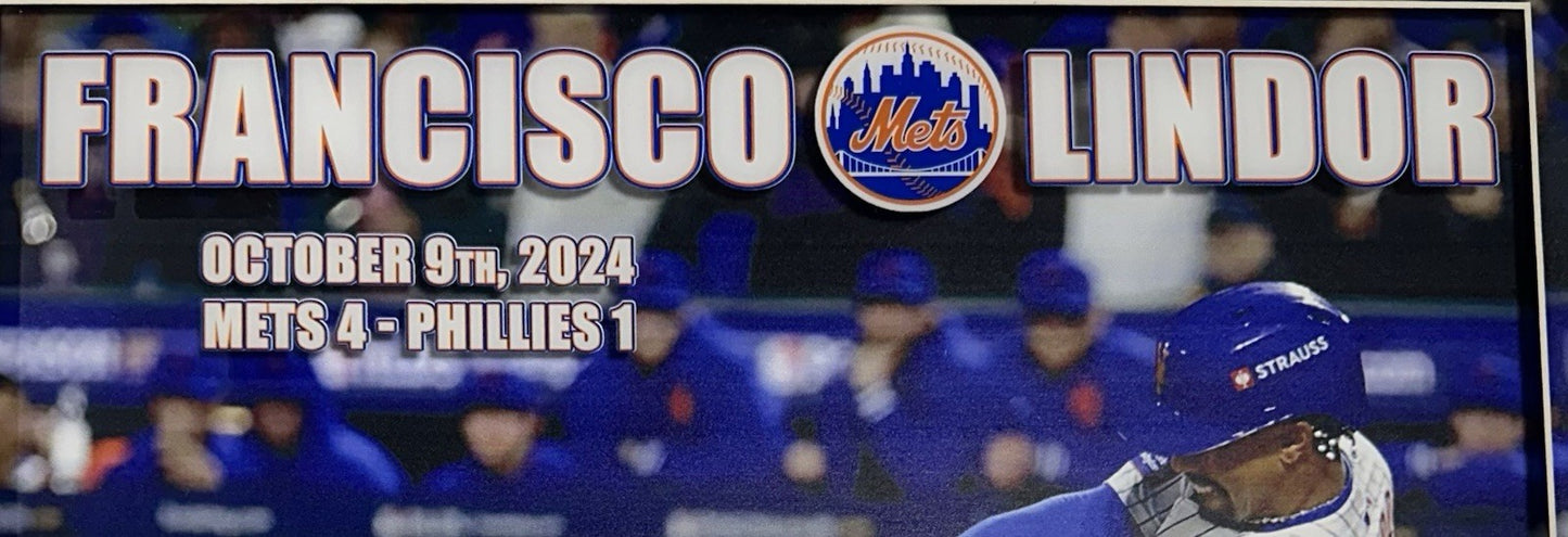 Francisco Lindor Framed 22x22 3D Photo NY Mets Grand Slam Facsimile Ticket Auto