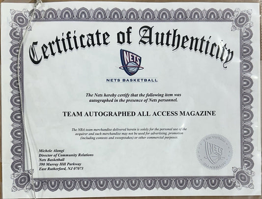 NJ Nets Team Signed 8x10 Framed Magazine Jason Kidd Vince Carter 5 Auto Nets COA