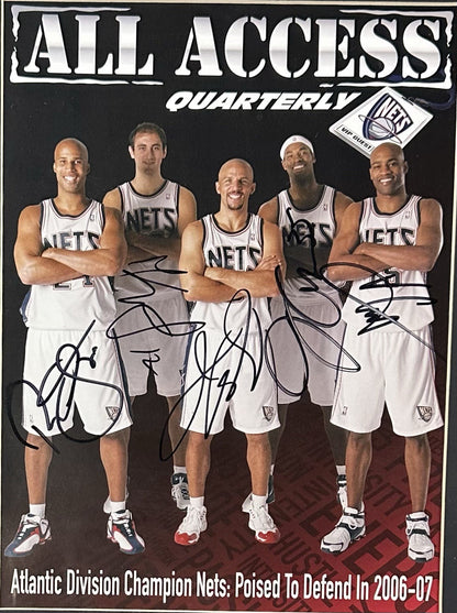 NJ Nets Team Signed 8x10 Framed Magazine Jason Kidd Vince Carter 5 Auto Nets COA