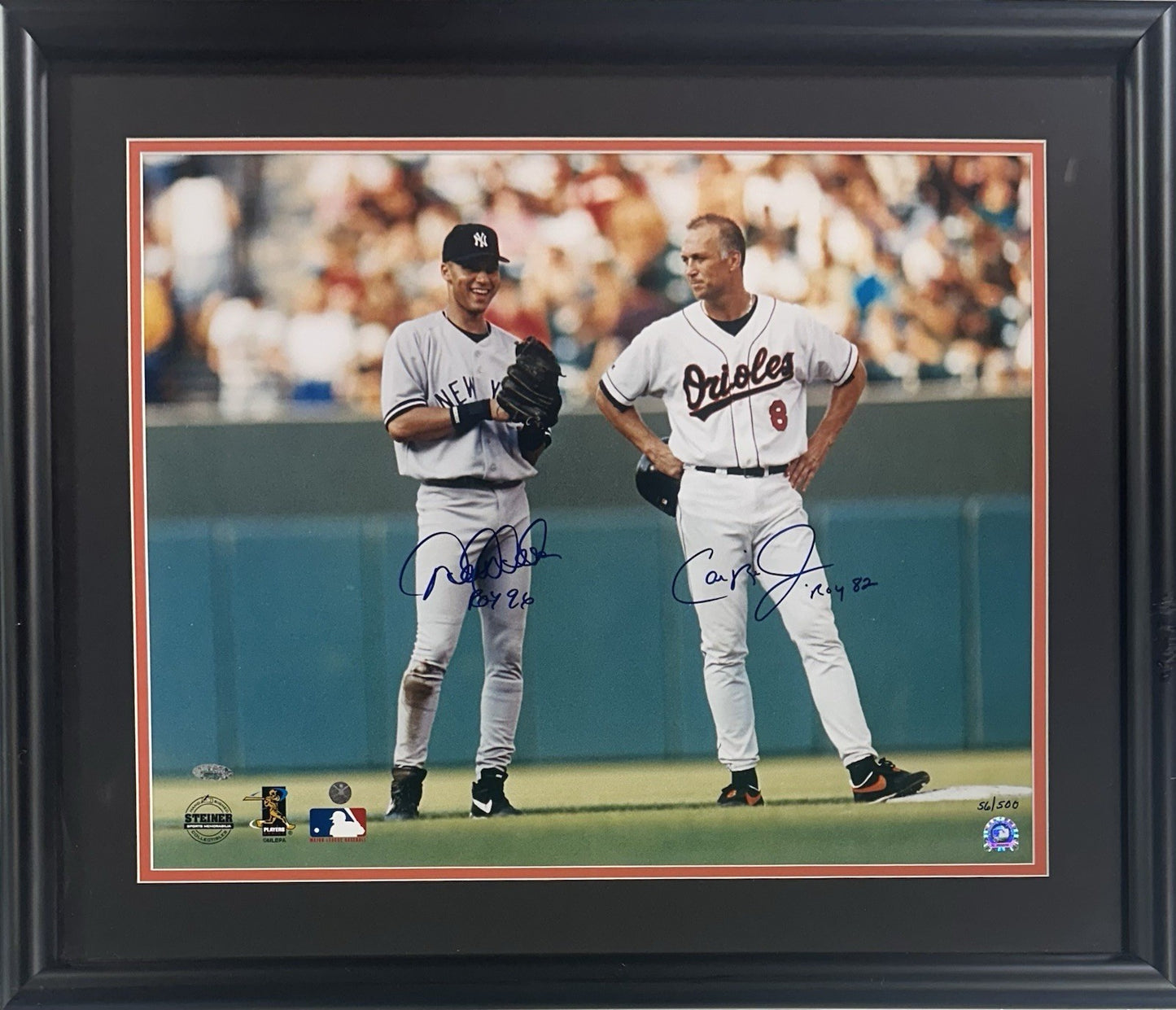 Derek Jeter Cal Ripken Jr Signed 16x20 Framed Photo ROY Auto LE Steiner HOF
