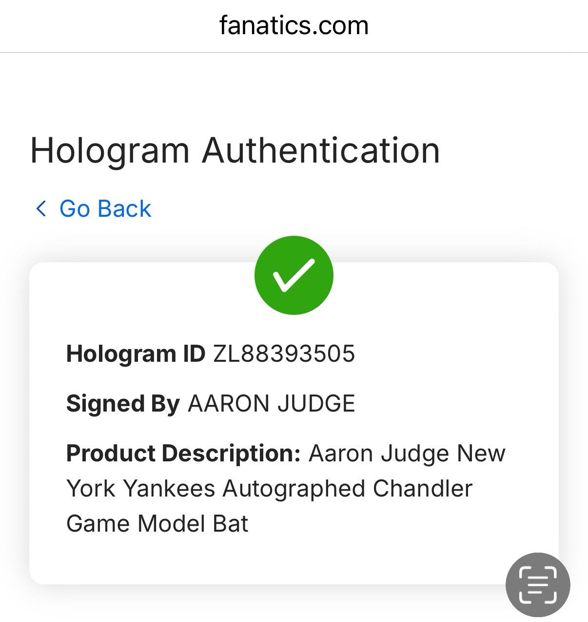 Aaron Judge Yankees Signed Chandler Game Model Bat Autograph MVP Fanatics & MLB