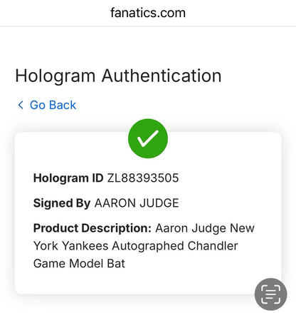 Aaron Judge Yankees Signed Chandler Game Model Bat Autograph MVP Fanatics & MLB