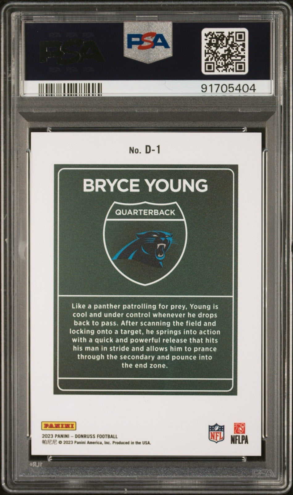 2023 Donruss Bryce Young Downtown RC PSA 10 Gem Mint Panthers Rookie #D1 Rare