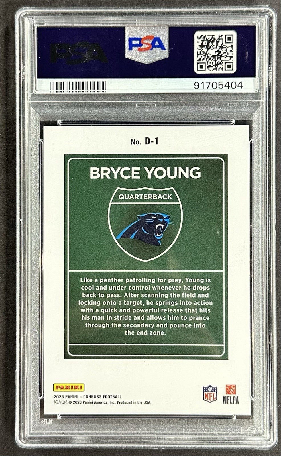 2023 Donruss Bryce Young Downtown RC PSA 10 Gem Mint Panthers Rookie #D1 Rare