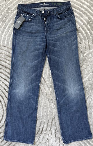 7 Seven For All Mankind Relaxed A Blue Jeans Men Sz 31 Brand New NWT Button Fly