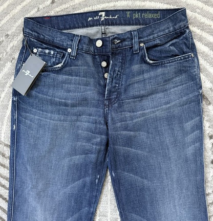7 Seven For All Mankind Relaxed A Blue Jeans Men Sz 31 Brand New NWT Button Fly