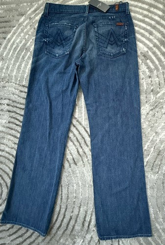 7 Seven For All Mankind Relaxed A Blue Jeans Men Sz 31 Brand New NWT Button Fly