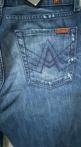 7 Seven For All Mankind Relaxed A Blue Jeans Men Sz 31 Brand New NWT Button Fly