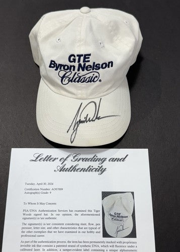 Tiger Woods Signed Gte Byron Nelson Classic Hat Cap PSA 9 Graded Mint Auto
