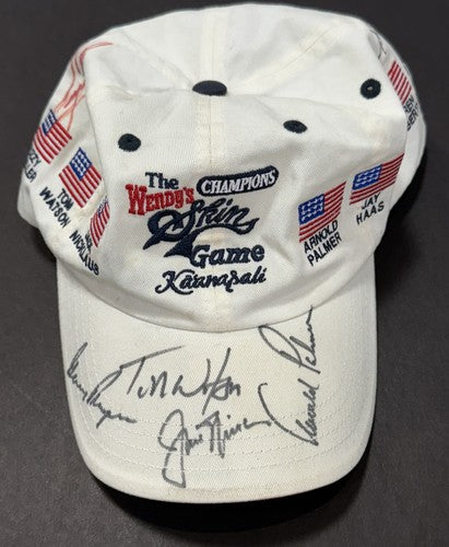 The Wendy's Skins Game Jack Nicklaus Arnold Palmer Signed Hat Watson 6 Auto Psa