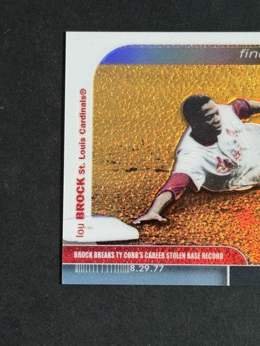 Lou Brock Signed 2003 Topps Finest Moments Refractor Mint Auto Cardinals 118 Sb