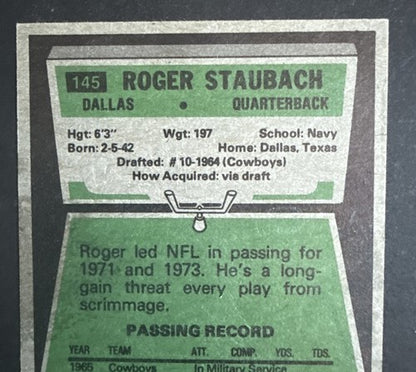 1975 Topps Set-Break #145 Roger Staubach NM  HOF Cowboys