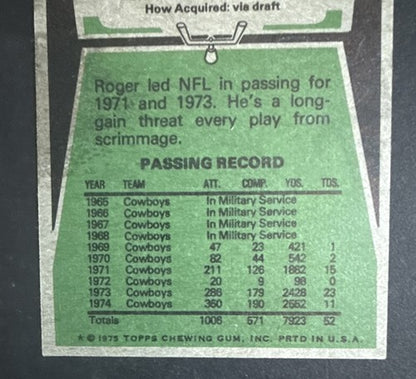 1975 Topps Set-Break #145 Roger Staubach NM  HOF Cowboys