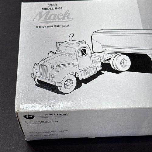 1/34 First Gear 1960 Mack Model B-61 Tractor W/ Tank Trailer NEW In Box Tootsie