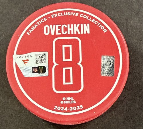 Alexander Ovechkin Signed Capitals 895 Record Goal Logo Puck Auto Fanatics Coa