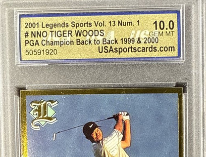 2001 Legends Sports 1999 2000 PGA Champion #Nno Tiger Woods USA Gem Mint 10