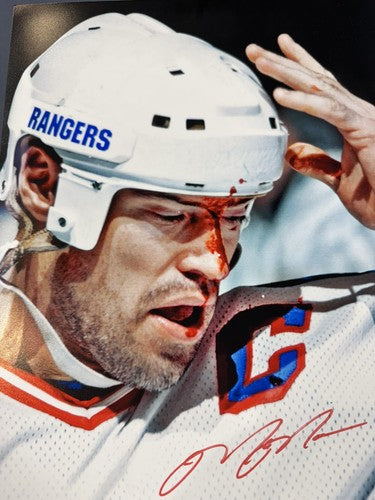 Mark Messier Signed Rangers 11x14 Bloody Mess Photo Framed Mint Auto Steiner HOF