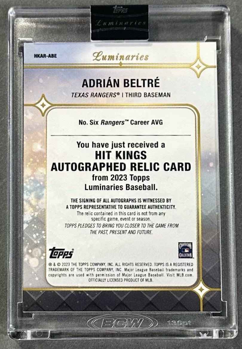 2023 Topps Luminaries Hit Kings Adrian Beltre Auto Patch /10 Mint HOF Rangers