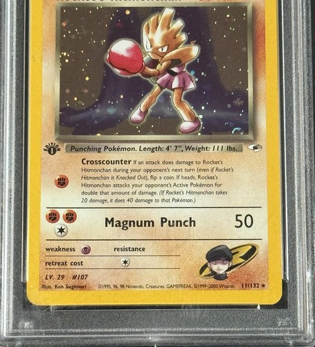 Rocket’s Hitmonchan Holo 1st Edition Gym Heroes 2000 #11 Psa 10 Gem Mint Pokemon