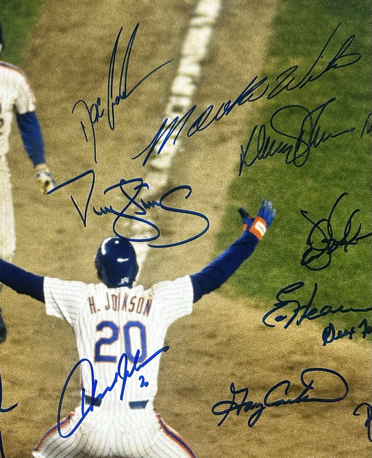 1986 NY Mets WS Team Signed 16x20 Framed Photo 26 Auto Gary Carter MLB Holo HOF