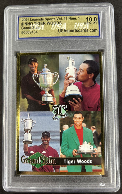 2001 Legends Sports Grand Slam 2000-2001 #Nno Tiger Woods Graded Usa 10 Gem Mint