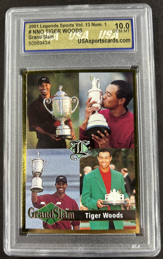 2001 Legends Sports Grand Slam 2000-2001 #Nno Tiger Woods Graded Usa 10 Gem Mint