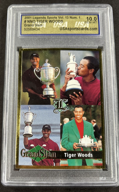 2001 Legends Sports Grand Slam 2000-2001 #Nno Tiger Woods Graded Usa 10 Gem Mint