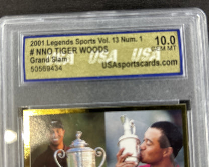 2001 Legends Sports Grand Slam 2000-2001 #Nno Tiger Woods Graded Usa 10 Gem Mint