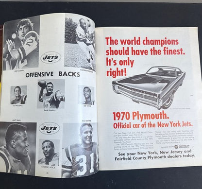 KC Chiefs Vs NY Jets Playoff Program December 20 1969 Shea Stadium Joe Namath