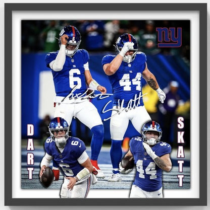 Cam Skattebo & Jaxson Dart Ny Giants 22x22 Framed 3 D Photo
