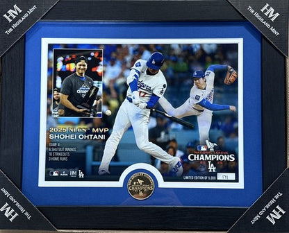 Shohei Ohtani 2025 MVP Dodgers Highland Mint FRAMED PHOTO 3 Hr 10k’s NLCS Coin