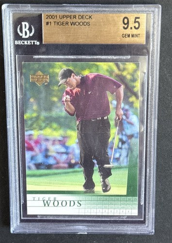 2001 Upper Deck #1 Tiger Woods RC BGS 9.5 GEM MINT Rookie Card Centered