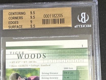 2001 Upper Deck #1 Tiger Woods RC BGS 9.5 GEM MINT Rookie Card Centered