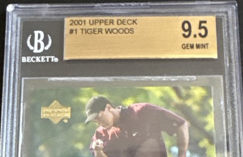 2001 Upper Deck #1 Tiger Woods RC BGS 9.5 GEM MINT Rookie Card Centered