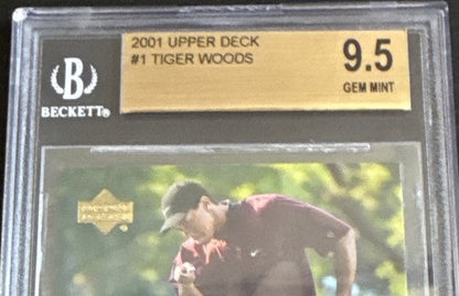 2001 Upper Deck #1 Tiger Woods RC BGS 9.5 GEM MINT Rookie Card Centered