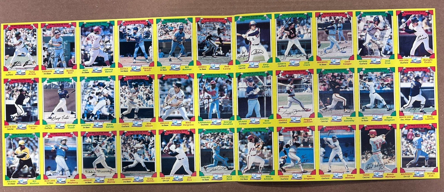 1982 Drakes Big Hitters Uncut Sheet 33 Cards Topps Baseball Brett Bench Fisk