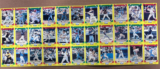1982 Drakes Big Hitters Uncut Sheet 33 Cards Topps Baseball Brett Bench Fisk