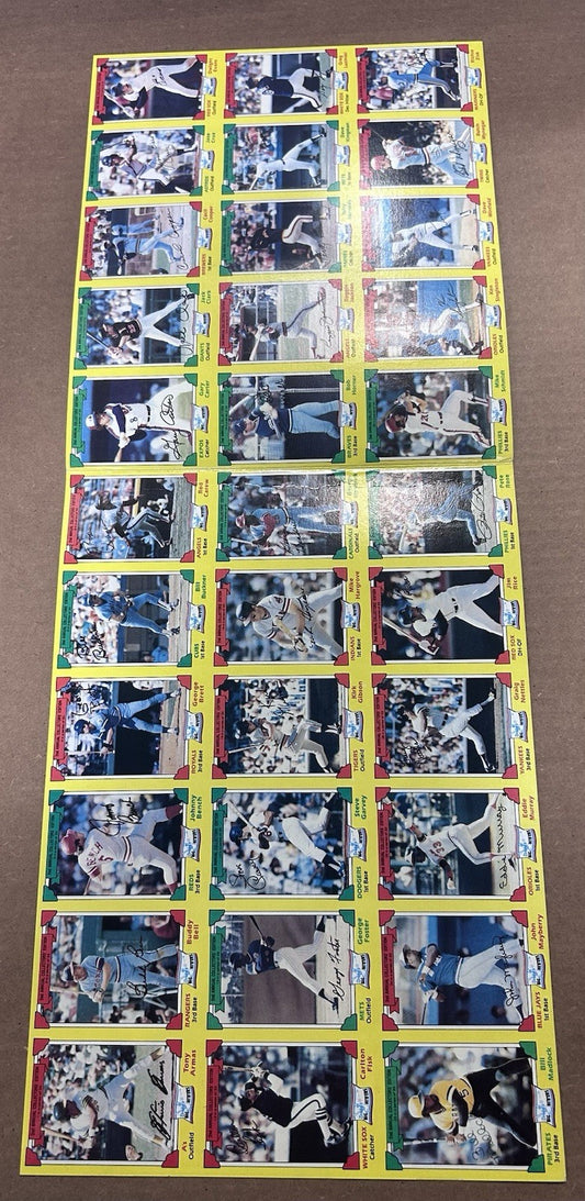 1982 Drakes Big Hitters Uncut Sheet 33 Cards Topps Baseball Brett Bench Fisk