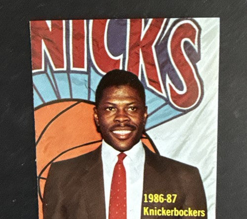 1986-87 NY KNICKS Pocket Schedule Msg Patrick Ewing Roy Rookie Of Year ROY MINT