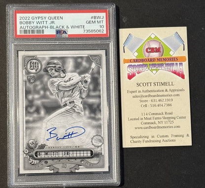 2022 Topps GypsyQueen Bobby Witt Jr Black White Rookie Auto Psa 10 Gem Mint /50