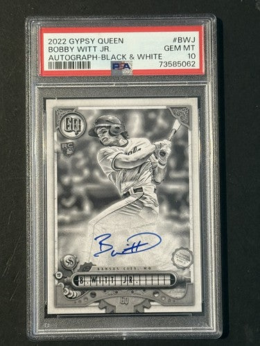 2022 Topps GypsyQueen Bobby Witt Jr Black White Rookie Auto Psa 10 Gem Mint /50