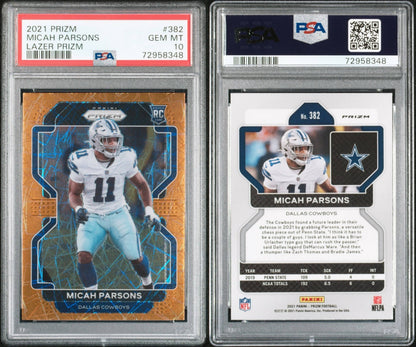 2021 Panini Prizm Micah Parsons Lazer Prizm Rookie Card #382 PSA 10 GEM MINT Rc